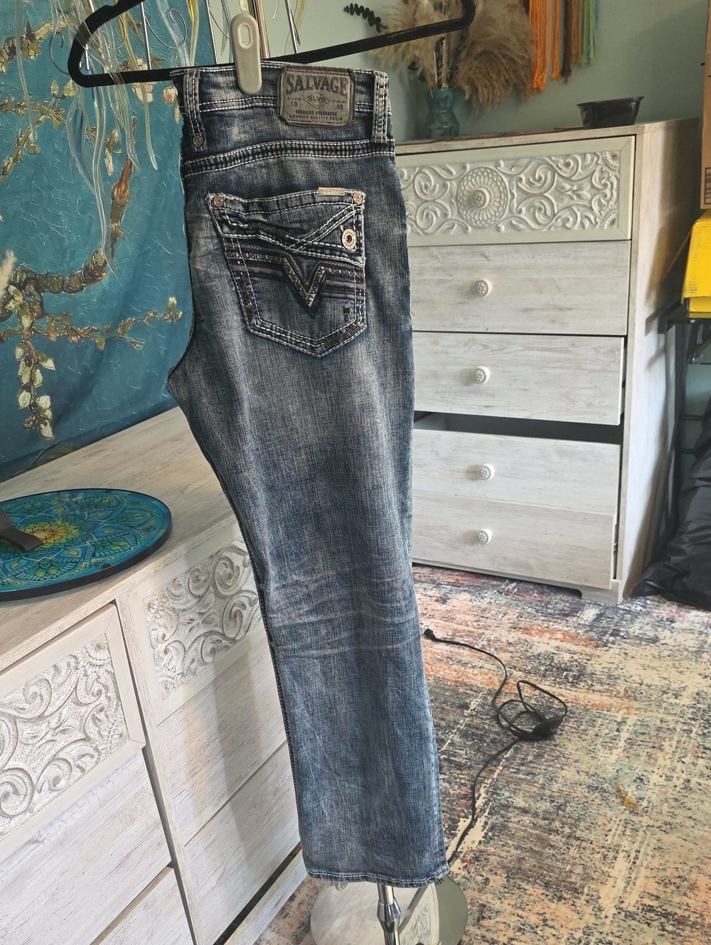 Salvage Men's Faded Blue Straight-Leg Jeans
